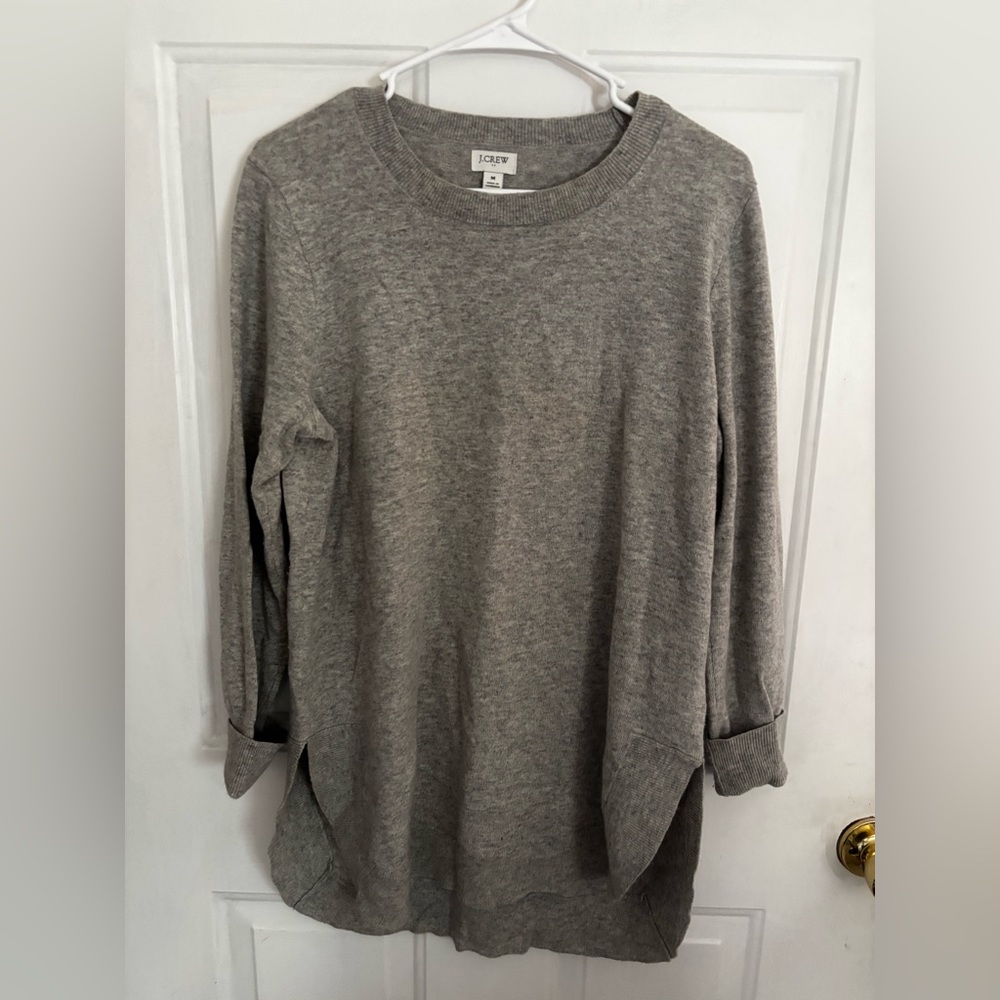 J.Crew Gray Merino Wool Blend Sweater Crewneck Lightweight Size M - Picture 2 of 10